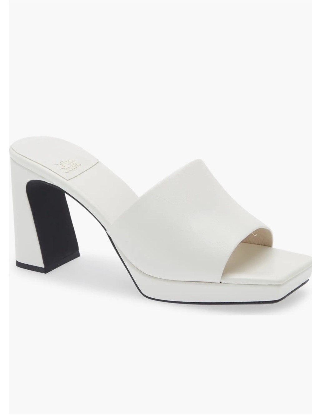 Jeffrey Campbell White Slide Mule with Black Heel Insert